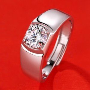 Certified 2ct. t.w. Moissanite Diamond Unisex Wedding Engagement Ring NEW